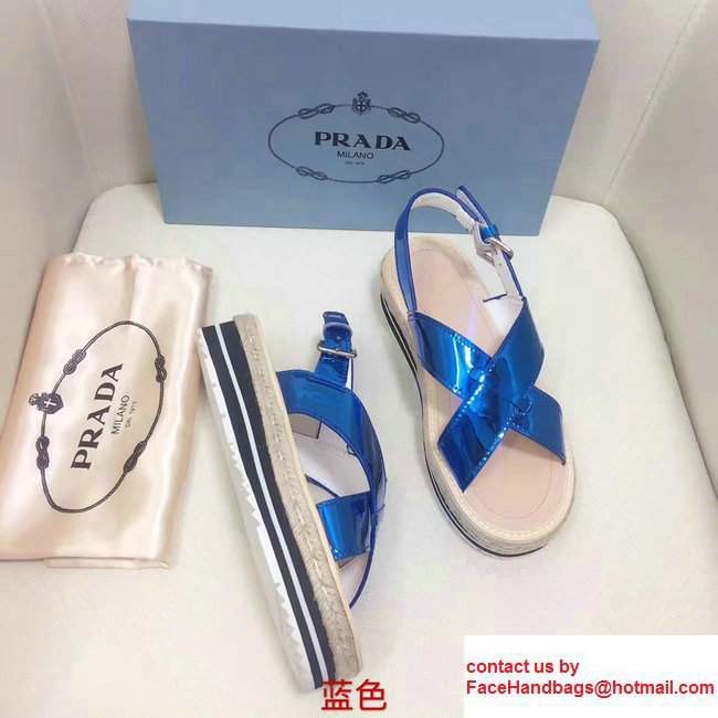 Prada Brushed Calf Leather Crisscross Sandals 1XZ413 Light Blue 2017