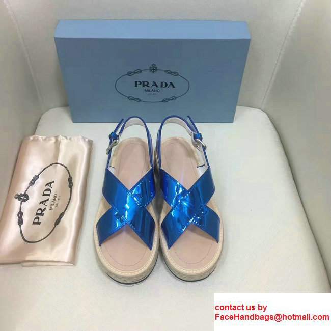 Prada Brushed Calf Leather Crisscross Sandals 1XZ413 Light Blue 2017