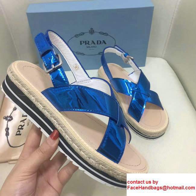 Prada Brushed Calf Leather Crisscross Sandals 1XZ413 Light Blue 2017