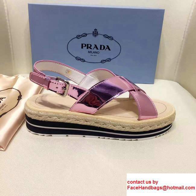 Prada Brushed Calf Leather Crisscross Sandals 1XZ413 Pink 2017