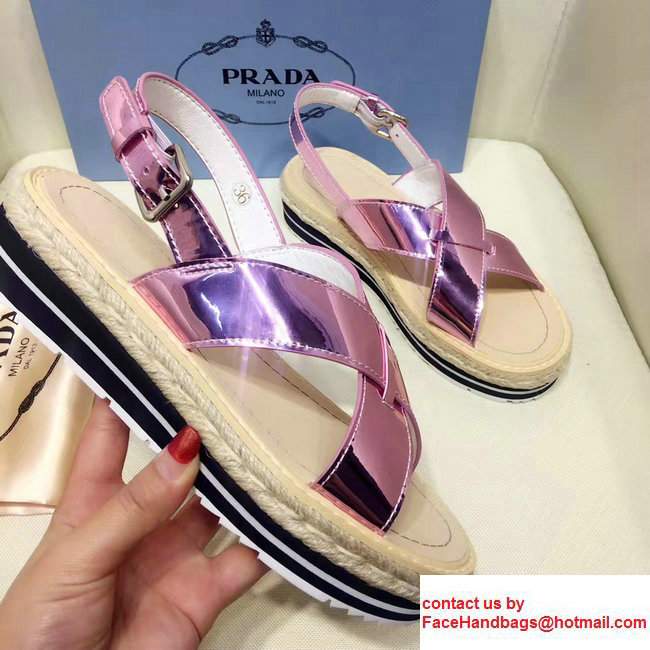 Prada Brushed Calf Leather Crisscross Sandals 1XZ413 Pink 2017