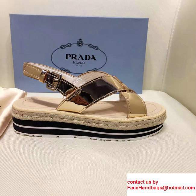 Prada Brushed Calf Leather Crisscross Sandals 1XZ413 Pink Gold 2017