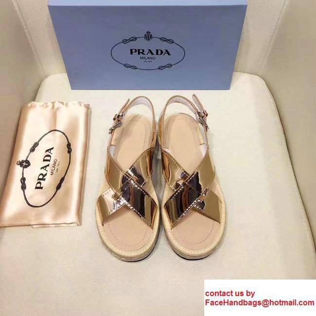 Prada Brushed Calf Leather Crisscross Sandals 1XZ413 Pink Gold 2017