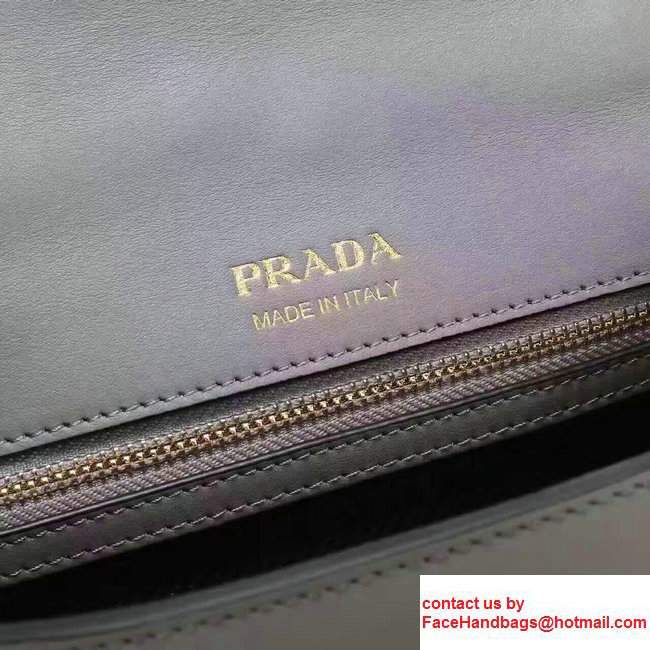 Prada Metal Ribbon Calf Leather Bag 1BD068 White/Black/Gary 2017