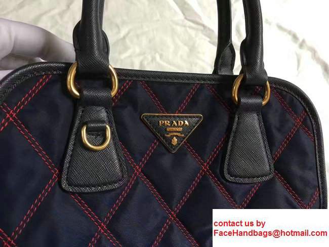 Prada Quilt Quilted Fabric Tote Bag 1BA100 Blue/Red 2017