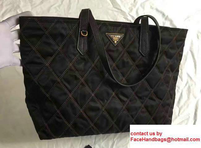 Prada Quilted Fabric Tote Bag 1BG085 Black/Brown 2017