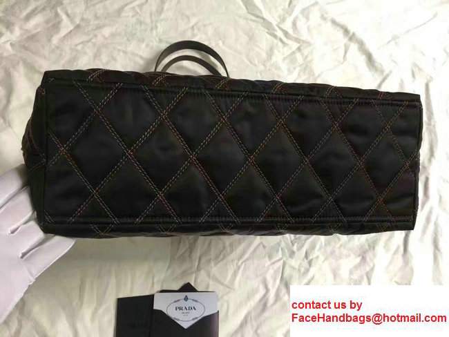 Prada Quilted Fabric Tote Bag 1BG085 Black/Brown 2017