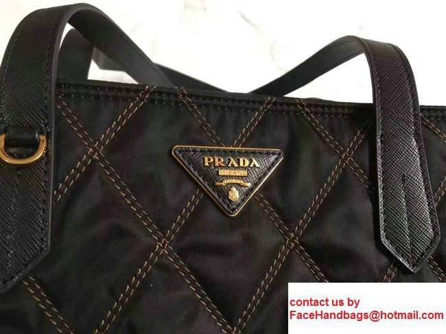 Prada Quilted Fabric Tote Bag 1BG085 Black/Brown 2017