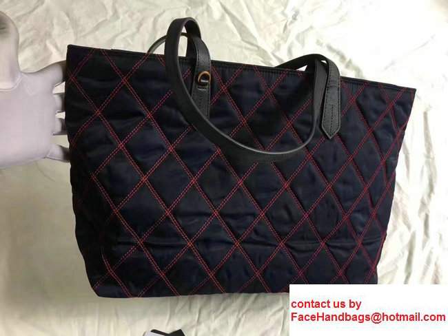 Prada Quilted Fabric Tote Bag 1BG085 Blue/Red 2017