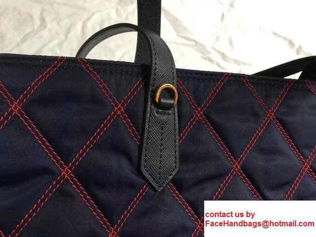 Prada Quilted Fabric Tote Bag 1BG085 Blue/Red 2017