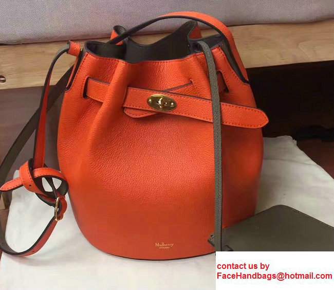 Mulberry Small Classic Grain Abbey Drawstring Bucket Bag Orange/Gray 2017 - Click Image to Close