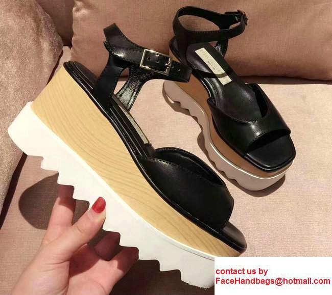 Stella Mccartney Heel 8.5cm Elyse Wedges Sandals Black 2017