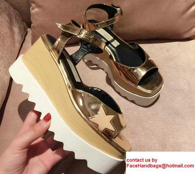 Stella Mccartney Heel 8.5cm Elyse Wedges Sandals Star Gold 2017