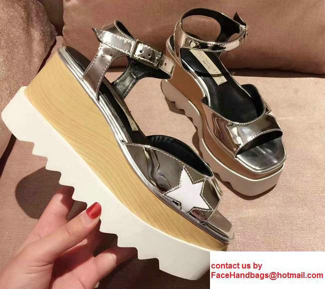 Stella Mccartney Heel 8.5cm Elyse Wedges Sandals Star Silver 2017