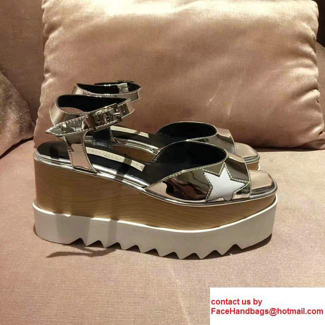 Stella Mccartney Heel 8.5cm Elyse Wedges Sandals Star Silver 2017