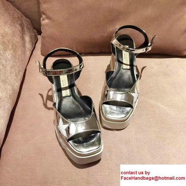 Stella Mccartney Heel 8.5cm Elyse Wedges Sandals Star Silver 2017