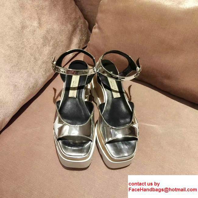 Stella Mccartney Heel 8.5cm Elyse Wedges Sandals Star Silver 2017