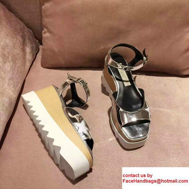 Stella Mccartney Heel 8.5cm Elyse Wedges Sandals Star Silver 2017