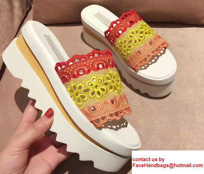 Stella Mccartney Lace Slide Shoes Yellow/Red/Orange 2017