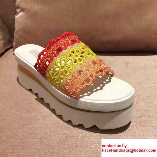 Stella Mccartney Lace Slide Shoes Yellow/Red/Orange 2017