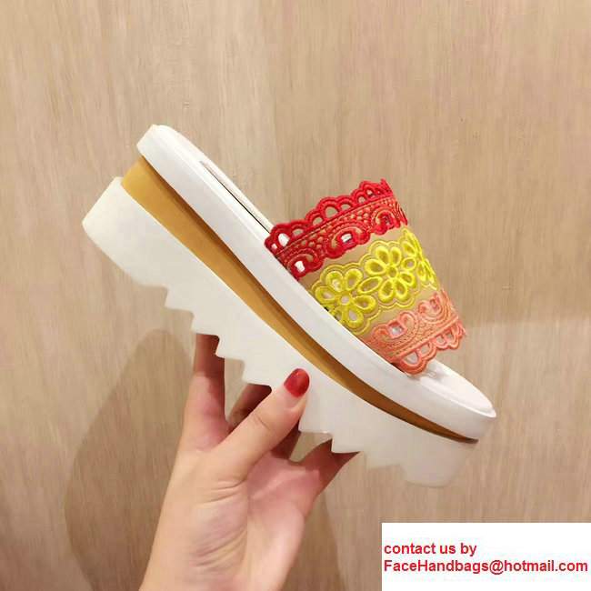 Stella Mccartney Lace Slide Shoes Yellow/Red/Orange 2017