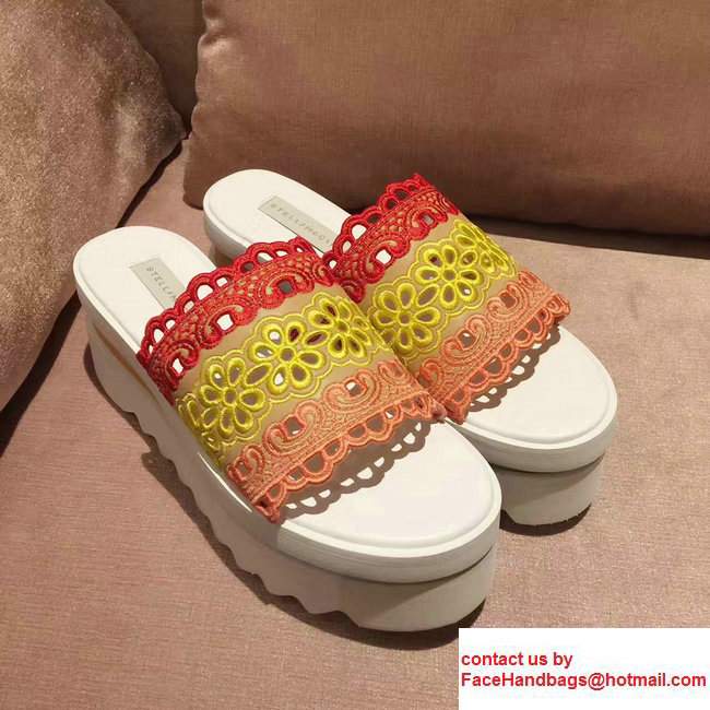 Stella Mccartney Lace Slide Shoes Yellow/Red/Orange 2017