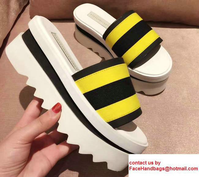 Stella Mccartney Stripe Slide Shoes Black/Yellow 2017