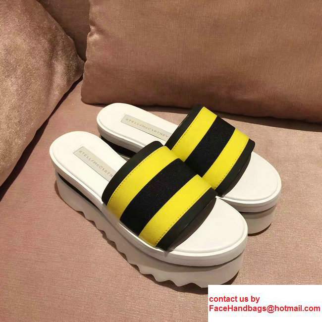 Stella Mccartney Stripe Slide Shoes Black/Yellow 2017