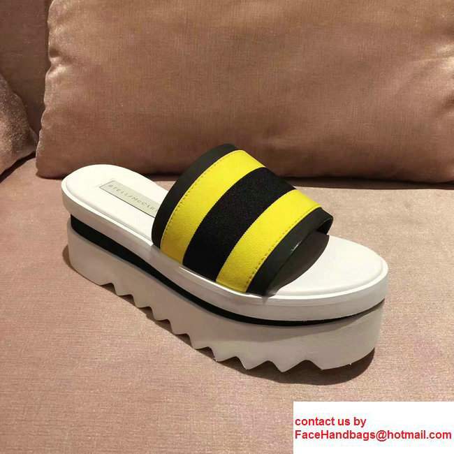 Stella Mccartney Stripe Slide Shoes Black/Yellow 2017