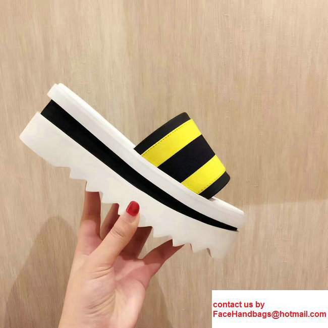 Stella Mccartney Stripe Slide Shoes Black/Yellow 2017