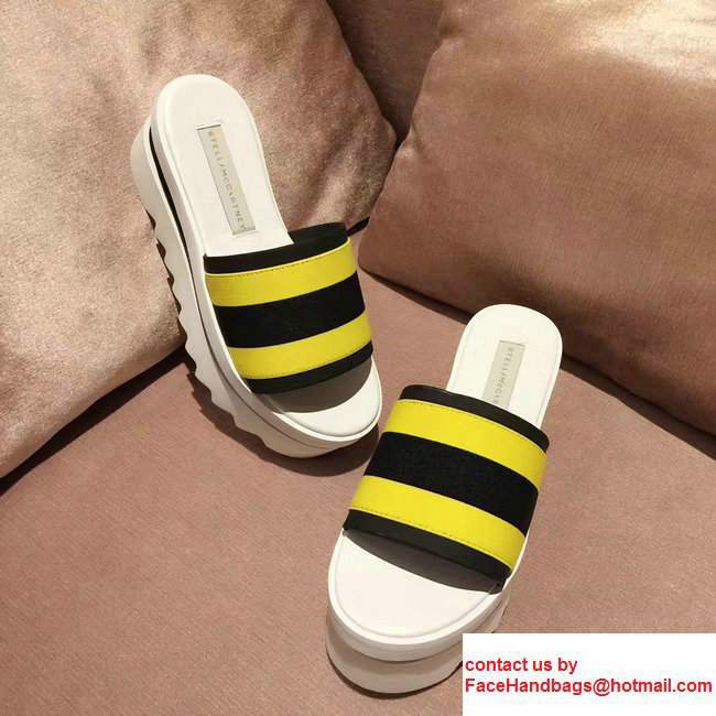 Stella Mccartney Stripe Slide Shoes Black/Yellow 2017