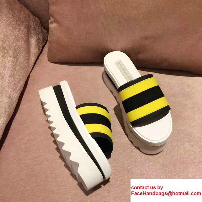 Stella Mccartney Stripe Slide Shoes Black/Yellow 2017