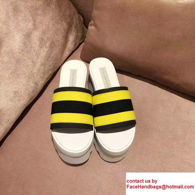 Stella Mccartney Stripe Slide Shoes Black/Yellow 2017