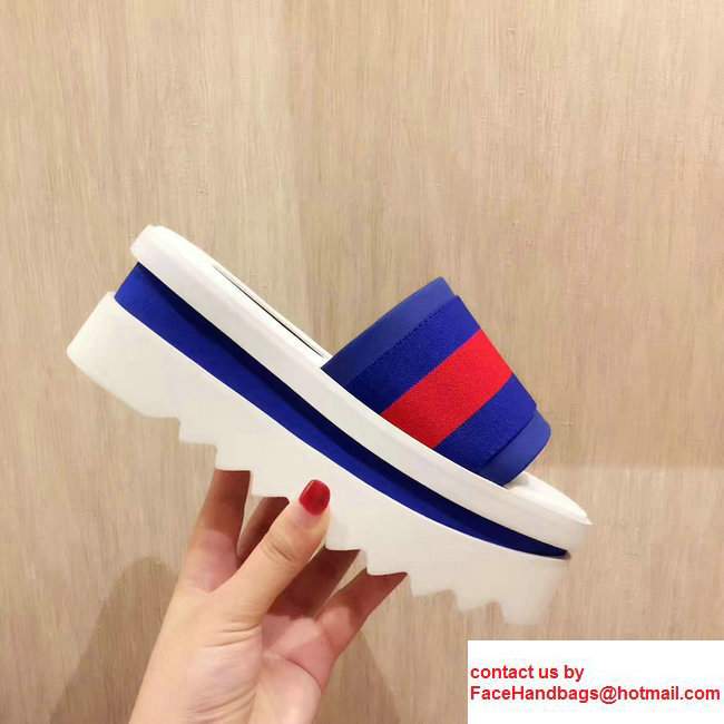 Stella Mccartney Stripe Slide Shoes Blue/Red 2017