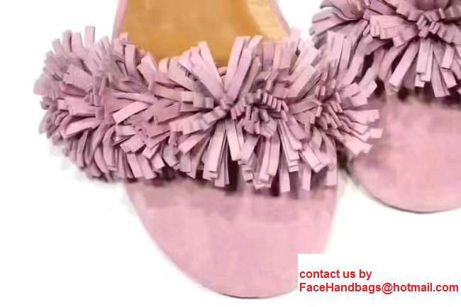 Aquazzura Heel 2cm Suede Wild Mules Pink 2017