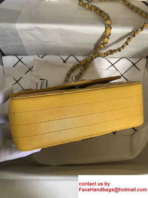 Chanel Chevron caviar leather mini flap Bag A1116 Yellow With Sliver Hardware