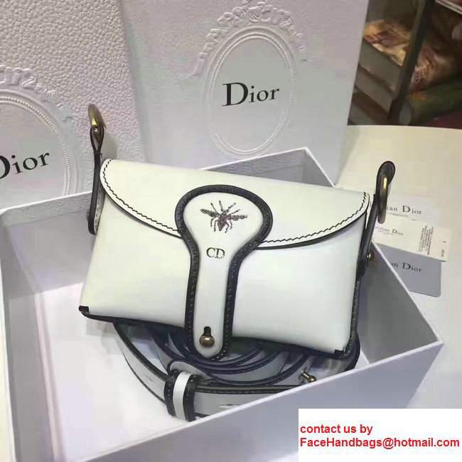 Dior Calfskin D-BEE Mini Saddle Bag Bee Embossed With Dyed Edges White 2017