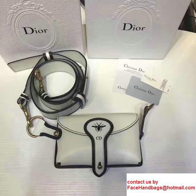 Dior Calfskin D-BEE Mini Saddle Bag Bee Embossed With Dyed Edges White 2017