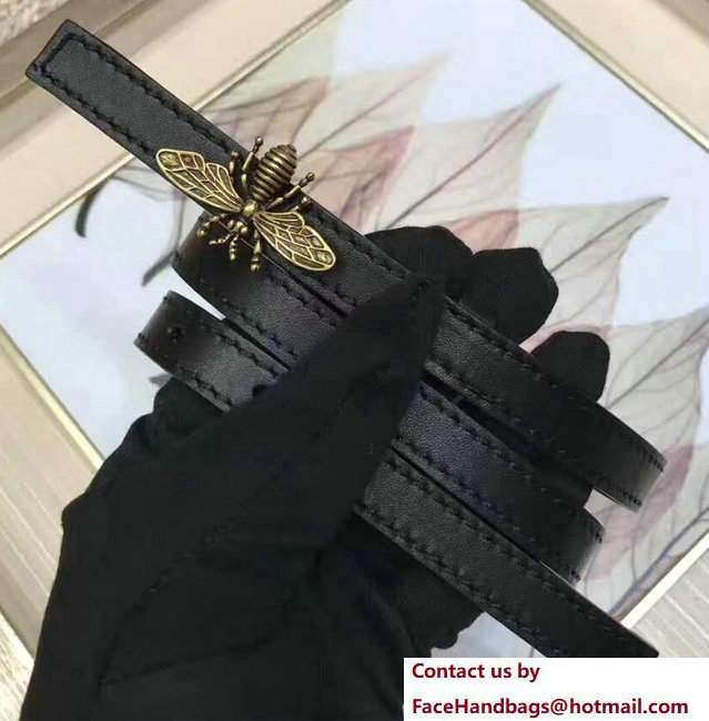 Dior Calfskin D-bee Belt With Aged Gold-tone Metal Bee Clasp Black 2017