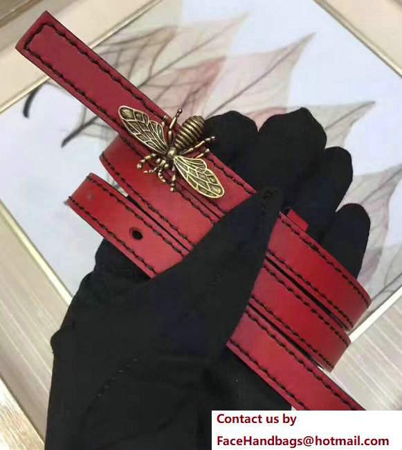 Dior Calfskin D-bee Belt With Aged Gold-tone Metal Bee Clasp Red 2017