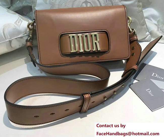 Dior Calfskin Flap Bag With Gold Slot Handclasp Brown 2017