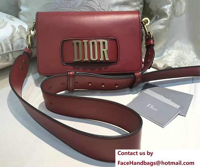 Dior Calfskin Flap Bag With Gold Slot Handclasp Red 2017