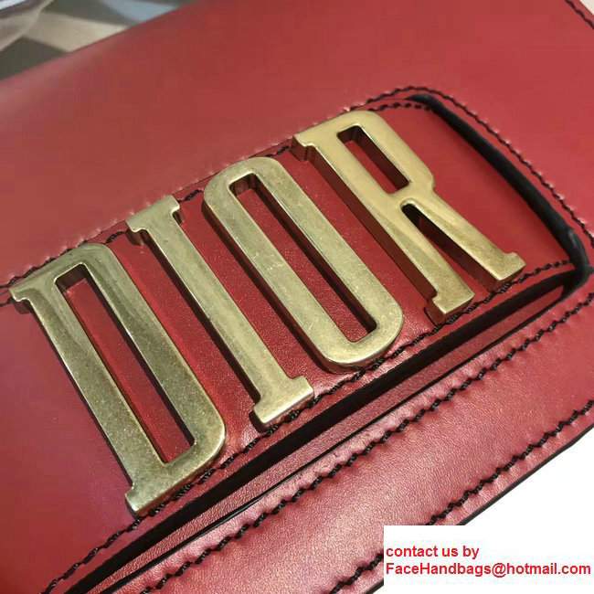 Dior Calfskin Flap Bag With Gold Slot Handclasp Red 2017