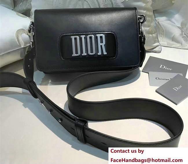 Dior Calfskin Flap Bag With Sliver Slot Handclasp Black 2017