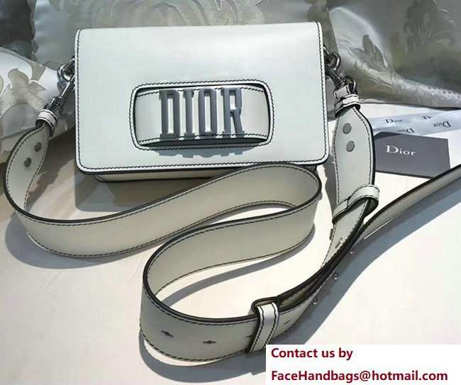 Dior Calfskin Flap Bag With Sliver Slot Handclasp Off White 2017