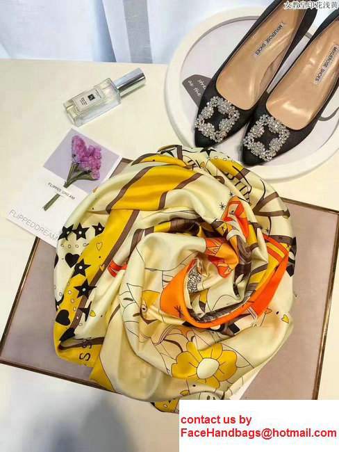 Dior Yellow Print Silk Scarf701631 2017