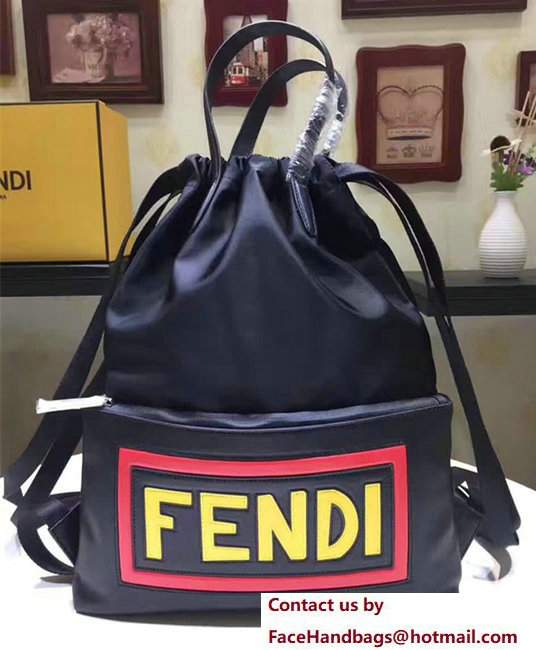 Fendi Faces Backpack Bag For Men With Elastic Opening Black 2017