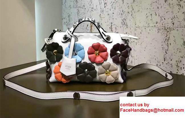 Fendi Floral Embellished By The Way Mini Boston Bag White 2017