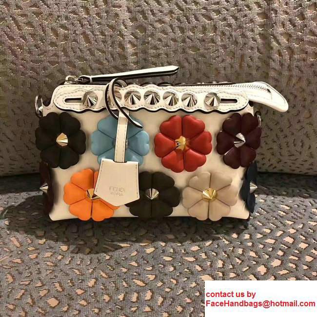 Fendi Floral Embellished By The Way Mini Boston Bag White 2017