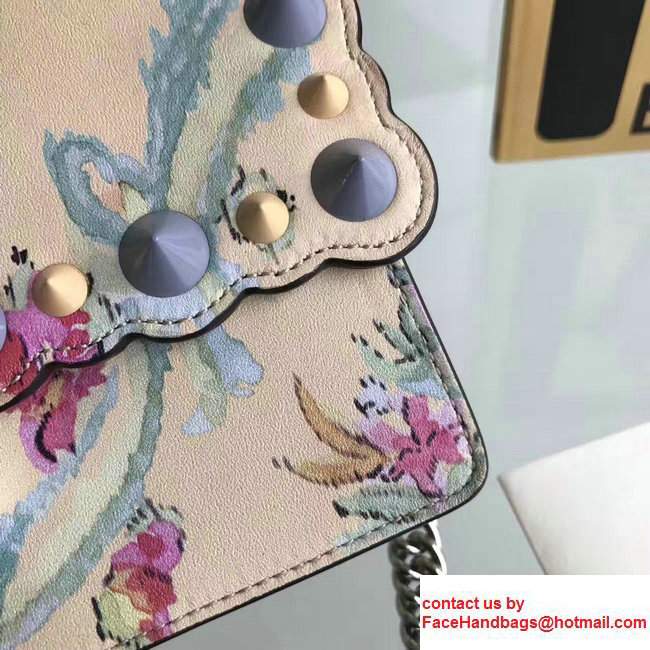 Fendi Kan I Cream Floral Print Pleaxiglass Stud Bag 2017